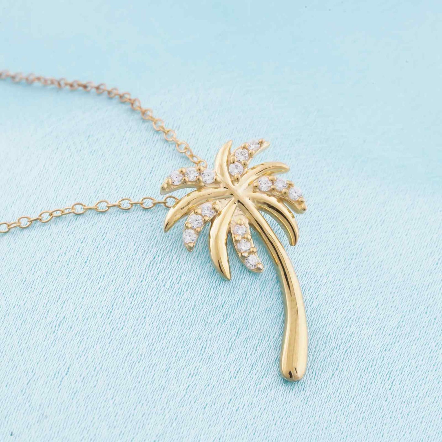 Golden Moissanite Palm Tree Pendant