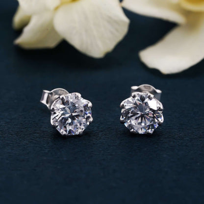 2Ct Round Moissanite Prong Stud Earrings