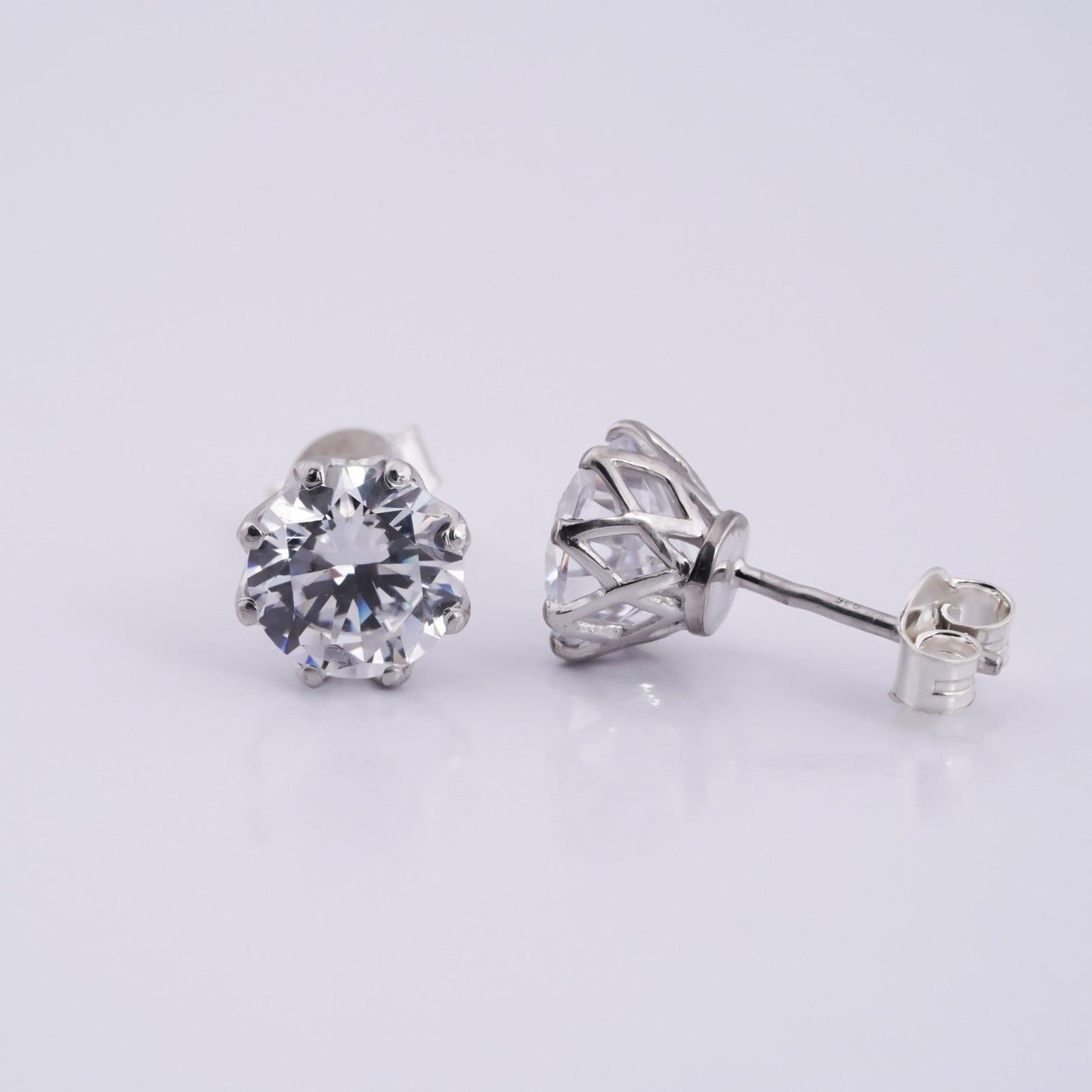 2Ct Round Moissanite Prong Stud Earrings