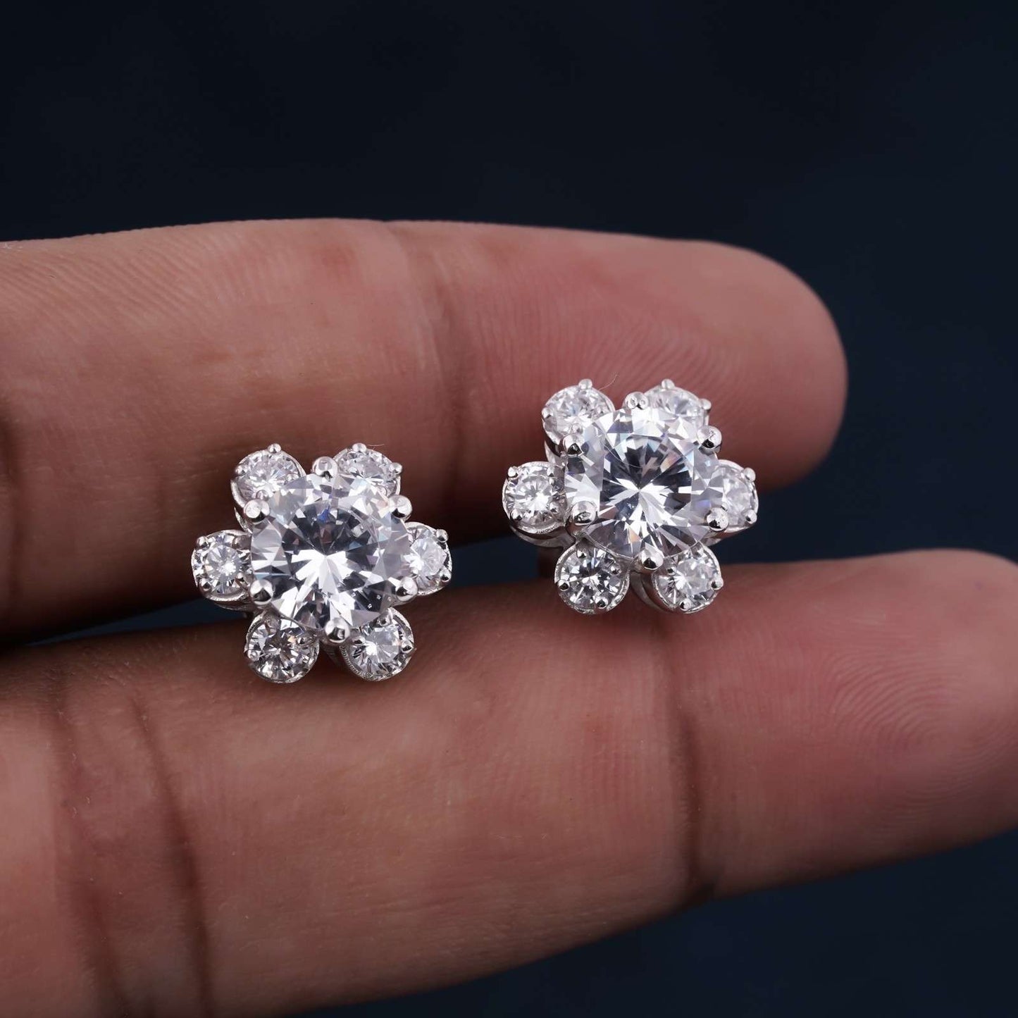 2.75Ct Moissanite Mini Flower Stud Earrings