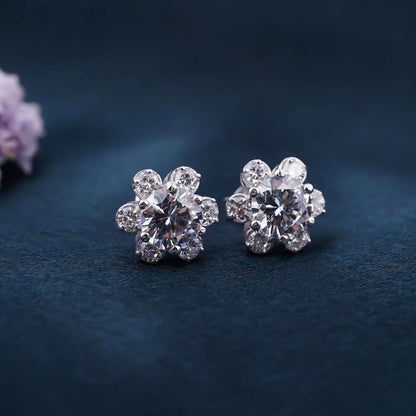 2.75Ct Moissanite Mini Flower Stud Earrings