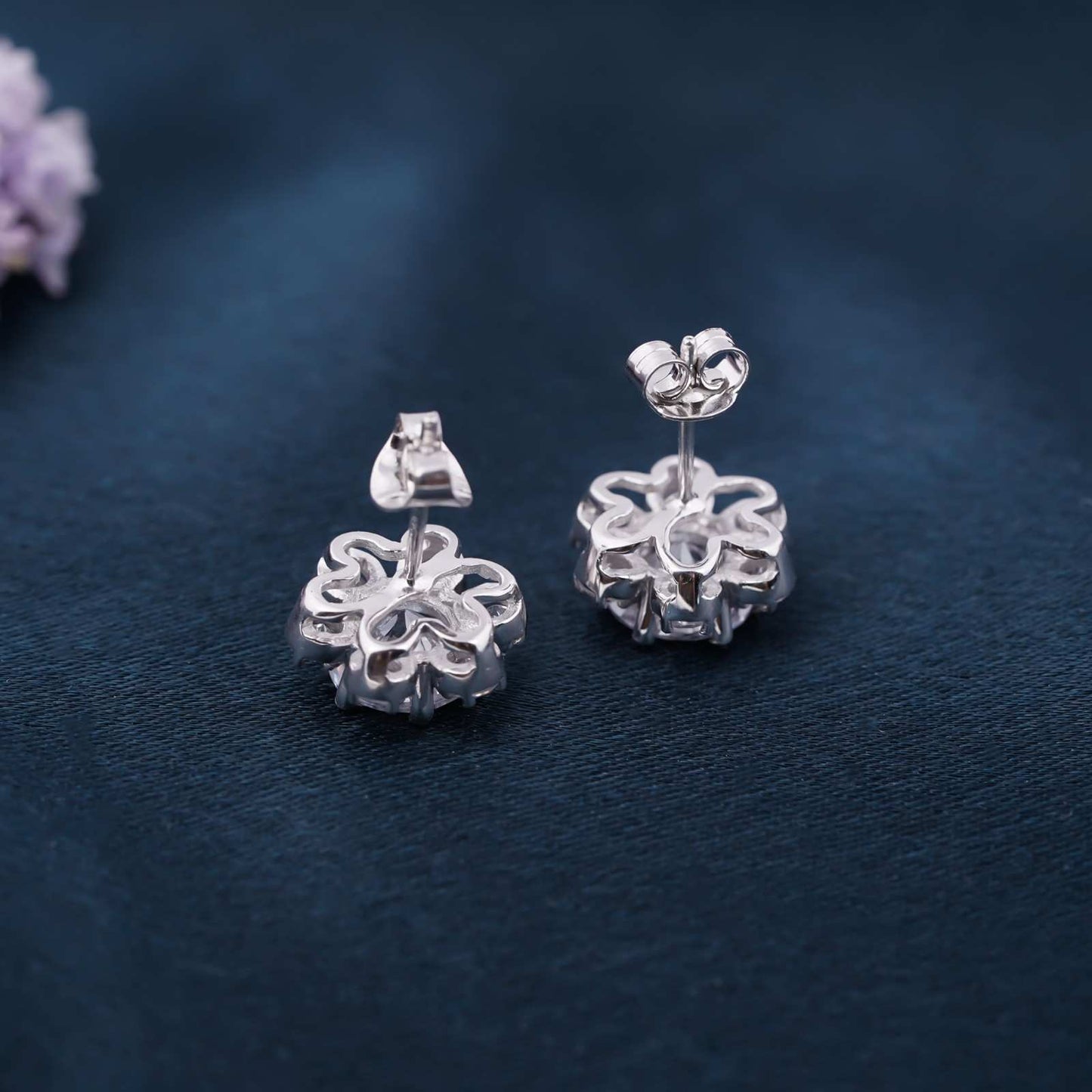 2.75Ct Moissanite Mini Flower Stud Earrings