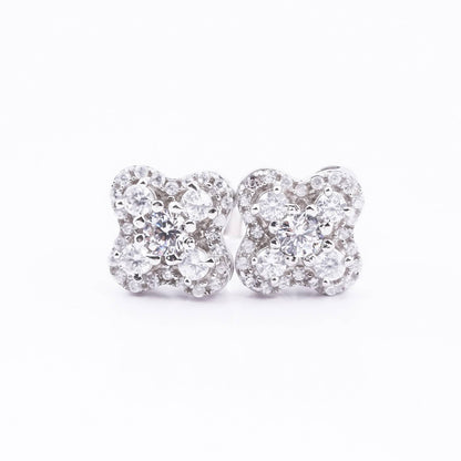 1Ct Moissanite Clover Stud Earrings