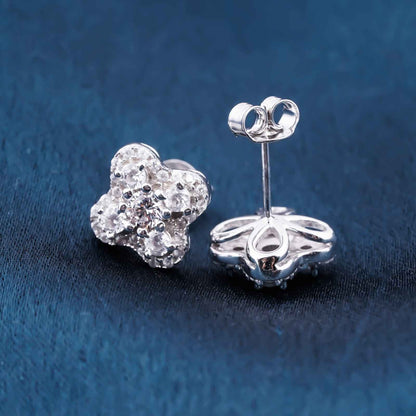 1Ct Moissanite Clover Stud Earrings