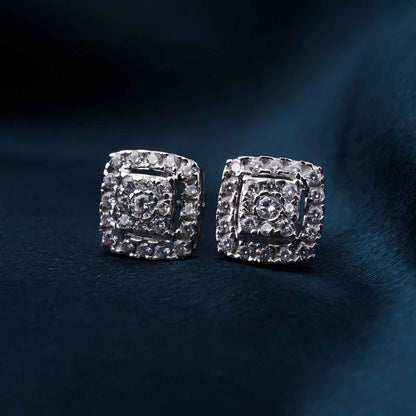 Silver Moissanite Studded Princy Stud Earrings