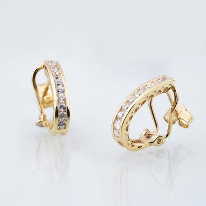 Golden Moissanite Omega Hoop Earrings