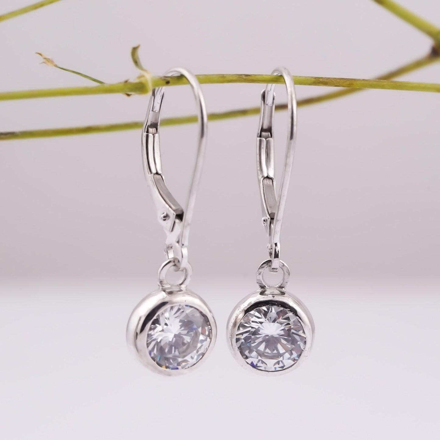 1.50Ct Moissanite Bezel Set Drop Earrings