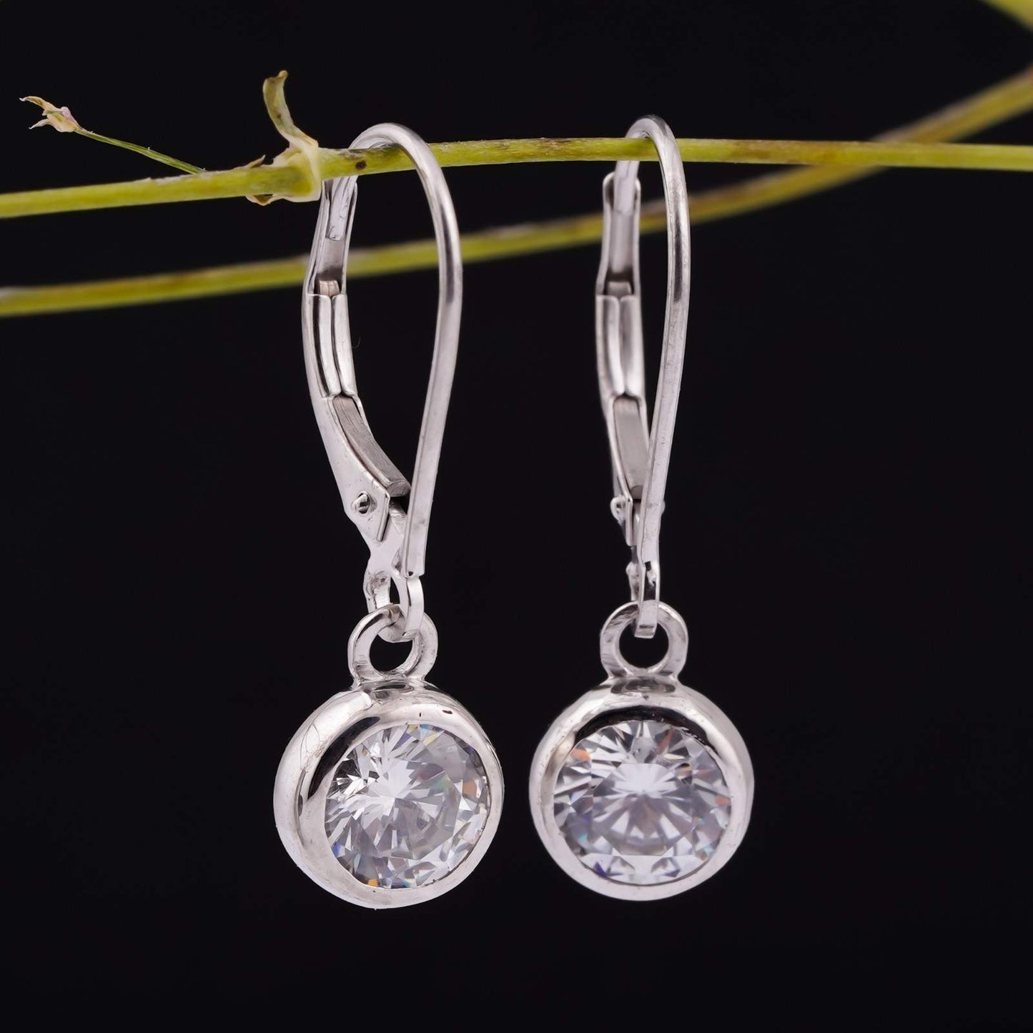 1.50Ct Moissanite Bezel Set Drop Earrings