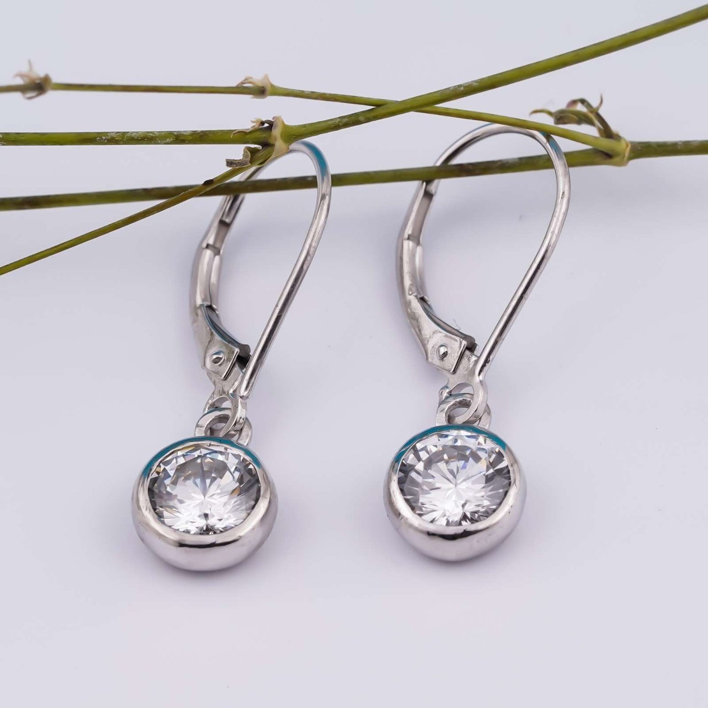 1.50Ct Moissanite Bezel Set Drop Earrings