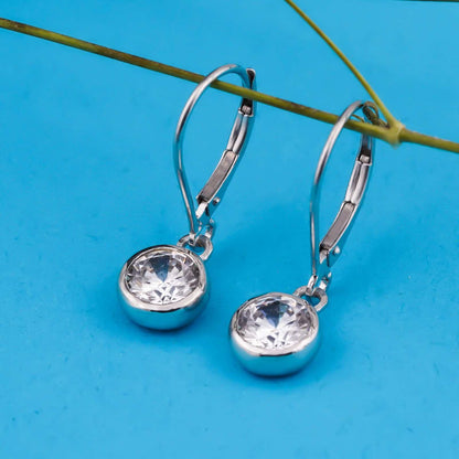 1.50Ct Moissanite Bezel Set Drop Earrings