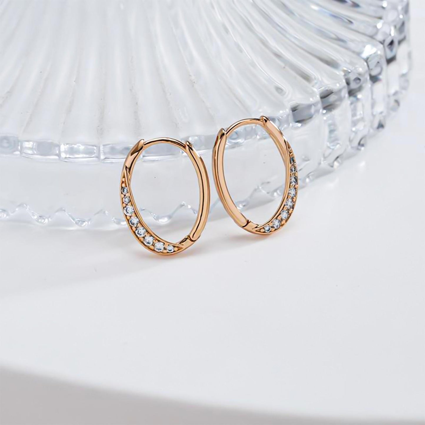 Rose Gold Moissanite Hinged Hoop Earrings