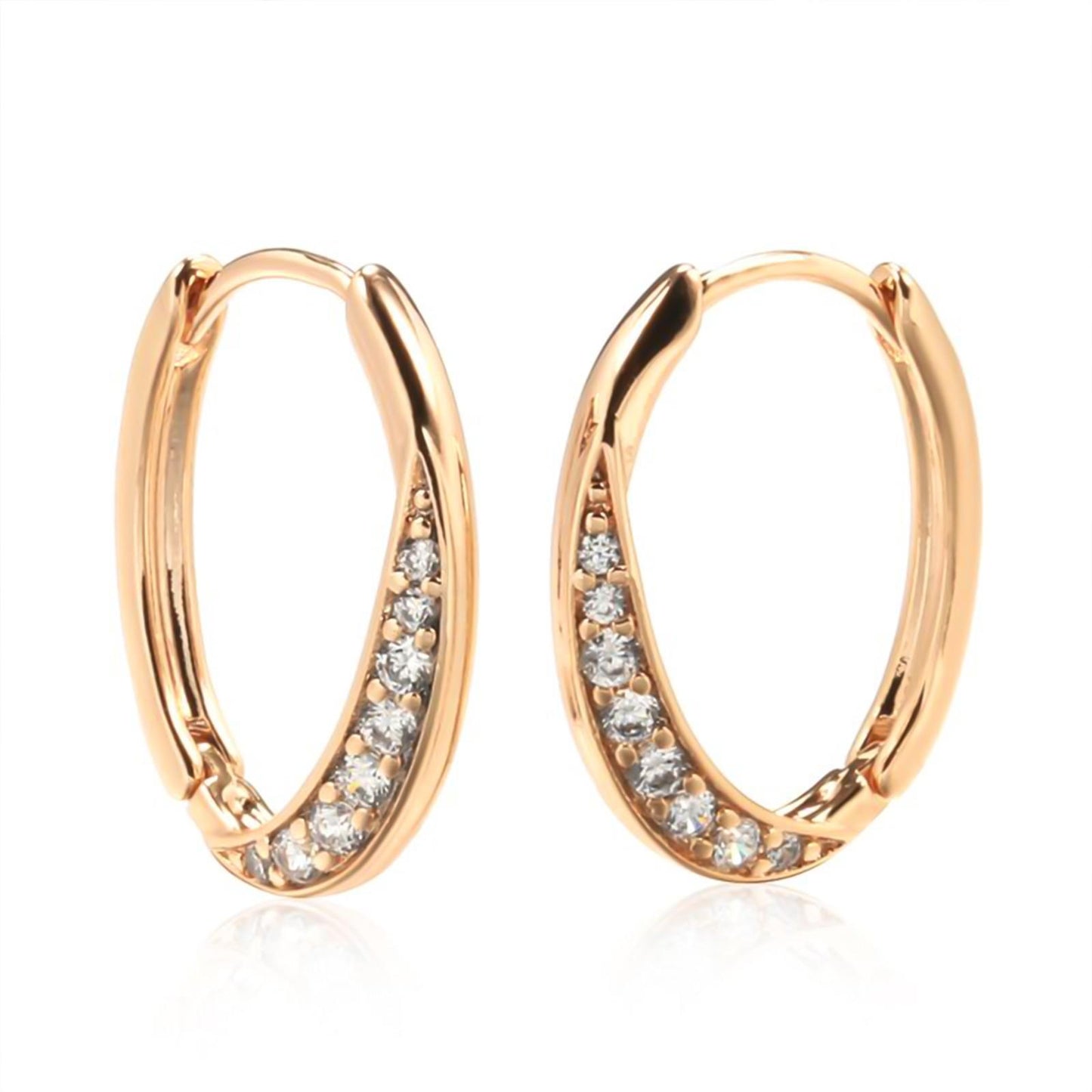 Rose Gold Moissanite Hinged Hoop Earrings