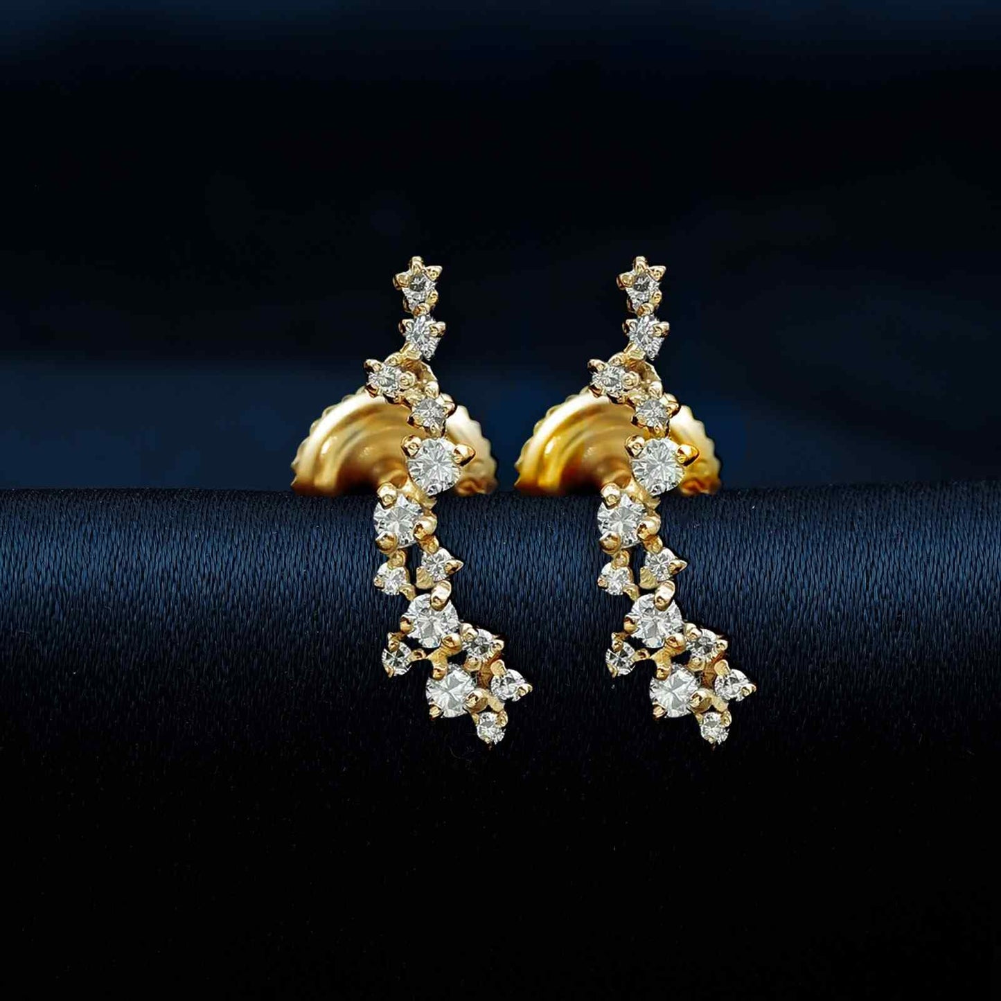 Golden Moissanite Ear Climber Earrings