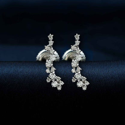 Silver Moissanite Ear Climber Earrings