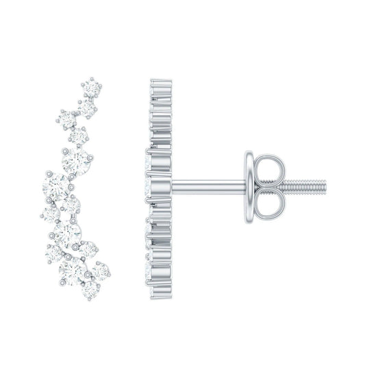 Silver Moissanite Ear Climber Earrings