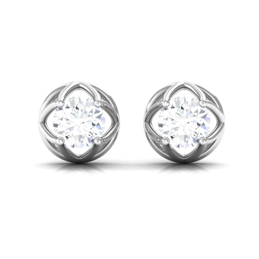 Silver Moissanite Flower Stud Earrings