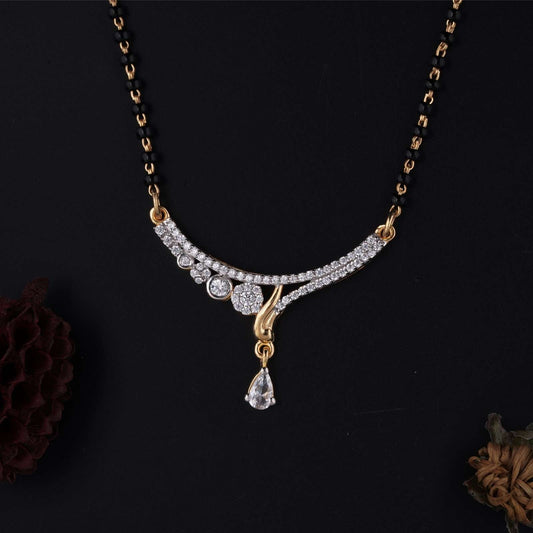 Golden Dishis Floral Design Zircon Mangalsutra