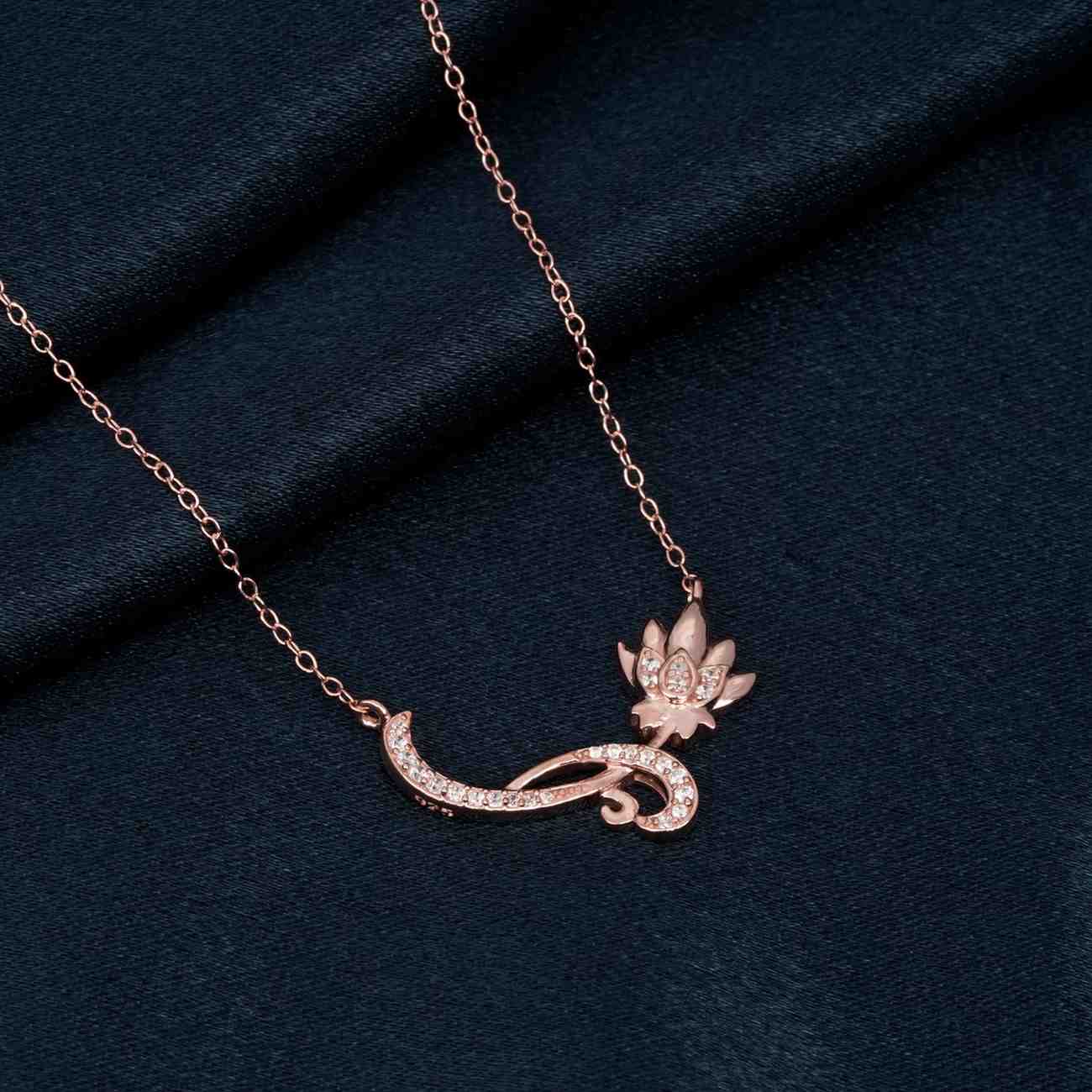 Rose Gold Flower Floral Necklace