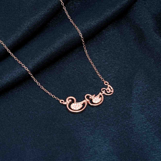 Rose Gold Swim Ducks Necklace