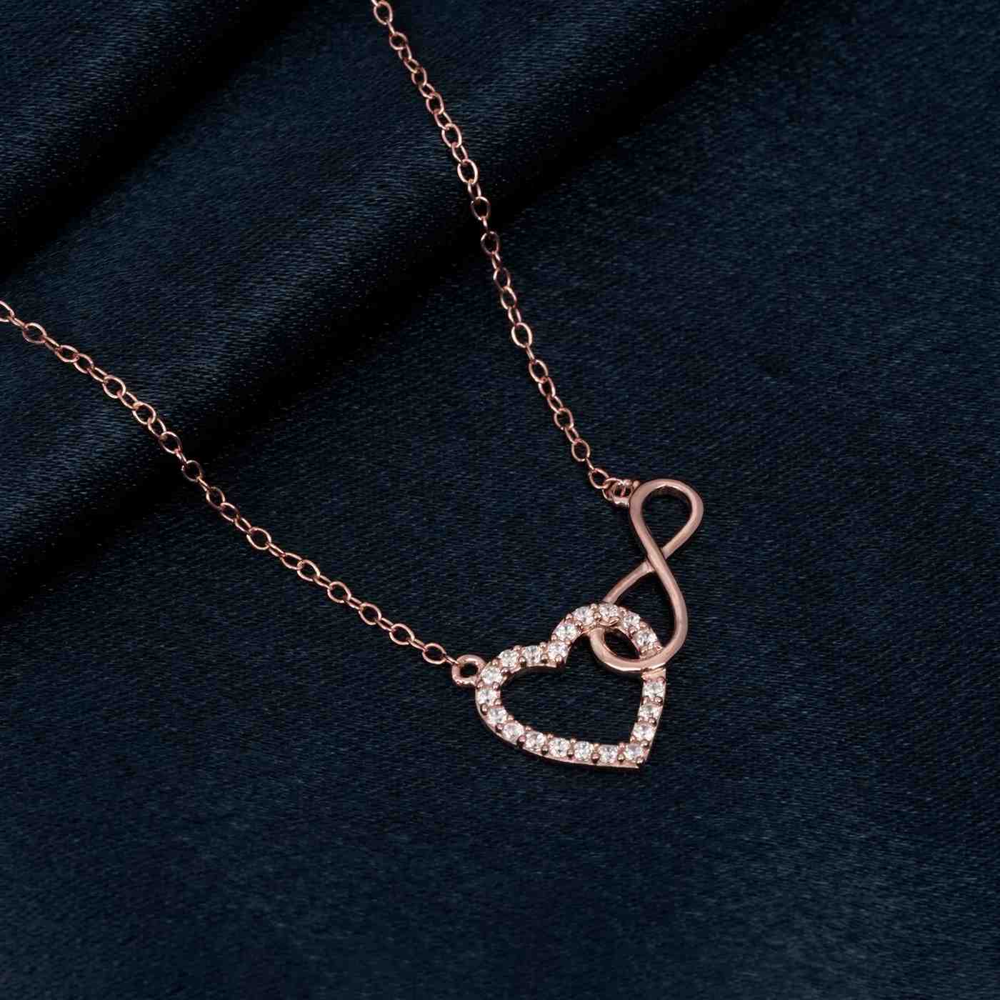 Rose Gold Infinity Zircon Heart Necklace For Women