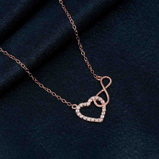 Rose Gold Infinity Zircon Heart Necklace For Women