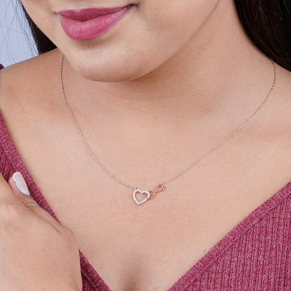 Rose Gold Infinity Zircon Heart Necklace For Women