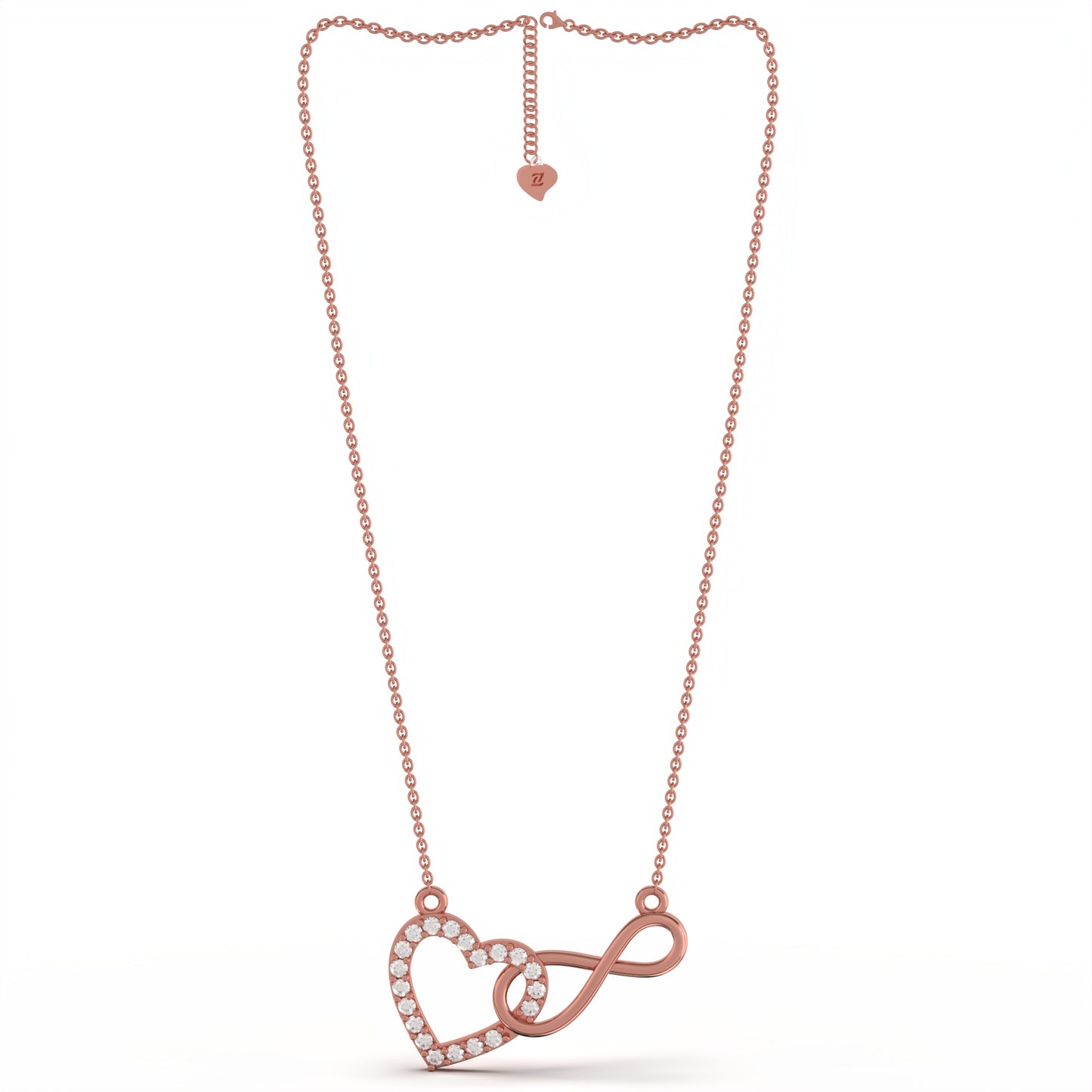 Rose Gold Infinity Zircon Heart Necklace For Women