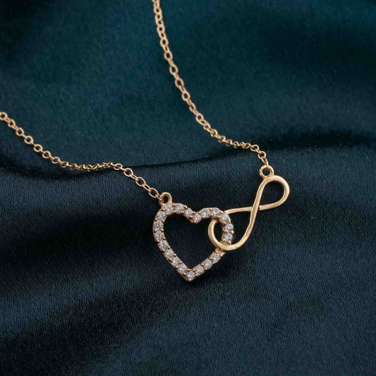 Golden Heart Infinity Zircon Necklace For Women