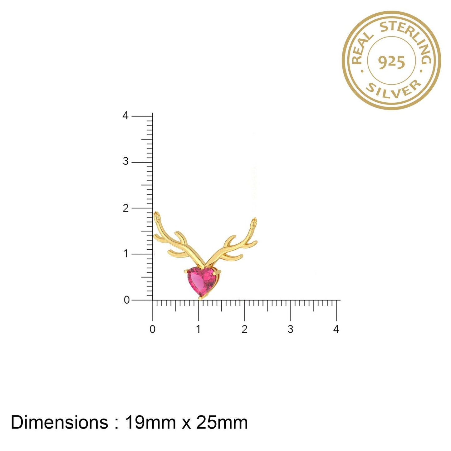 Golden Deer Theme Heart Pink Sapphire Necklace