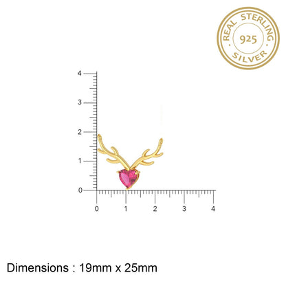 Golden Deer Theme Heart Pink Sapphire Necklace