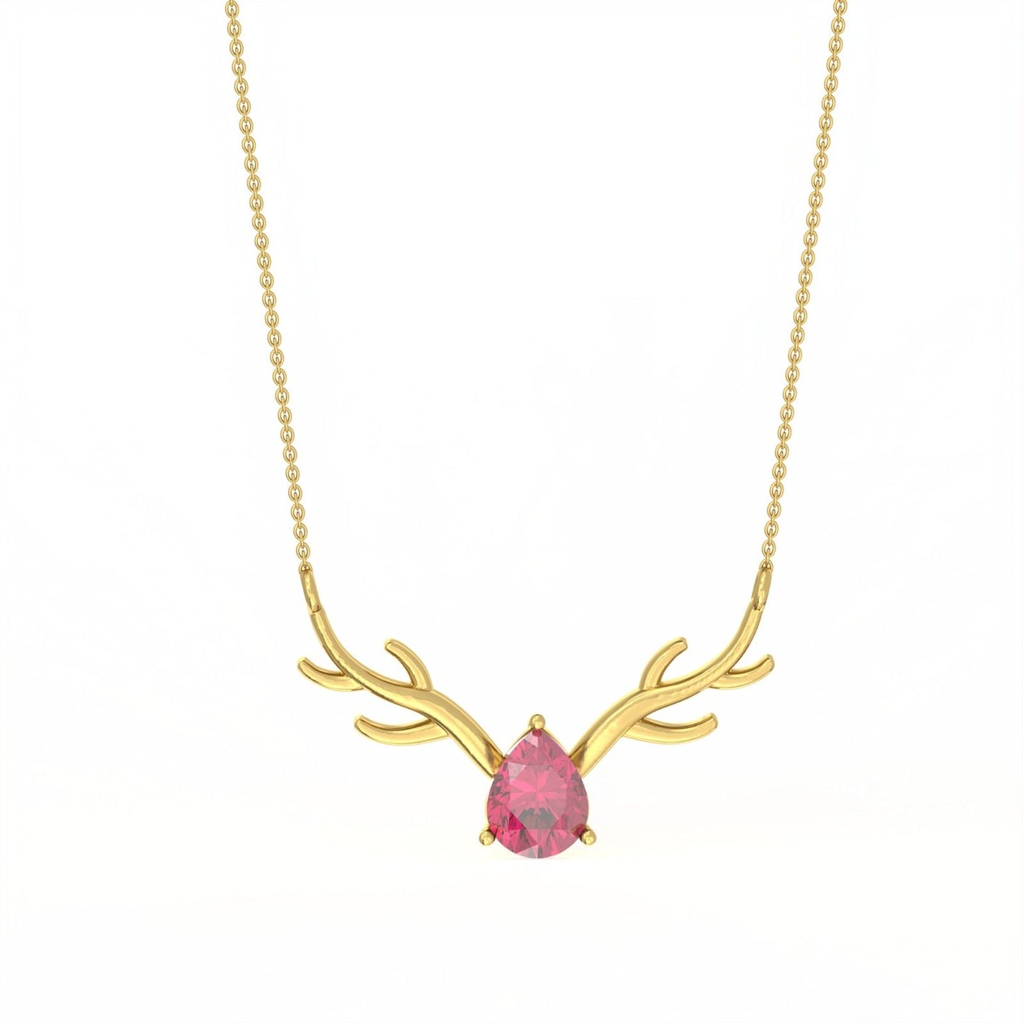 Golden Deer Antler Pink Sapphire Necklace