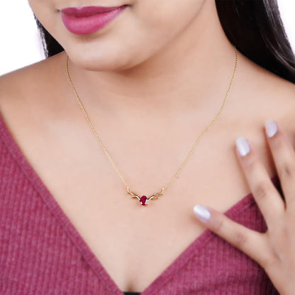 Golden Deer Antler Pink Sapphire Necklace