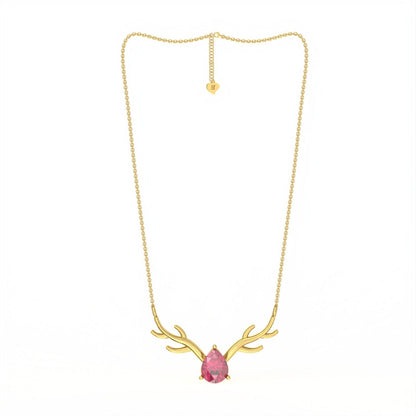 Golden Deer Antler Pink Sapphire Necklace