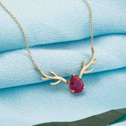 Golden Deer Antler Pink Sapphire Necklace