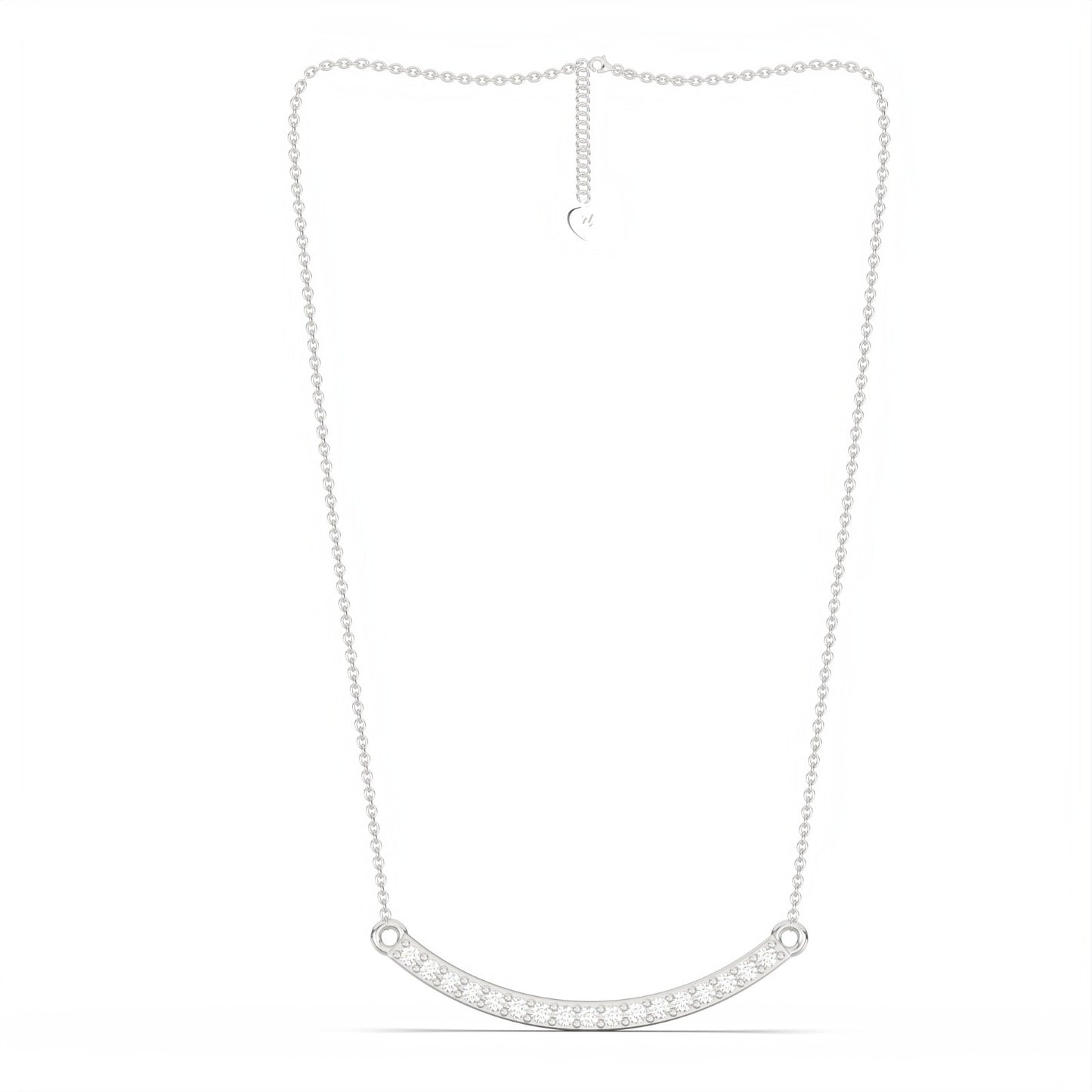 Silver Curved Bar Diamond Necklace