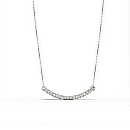 Silver Curved Bar Diamond Necklace