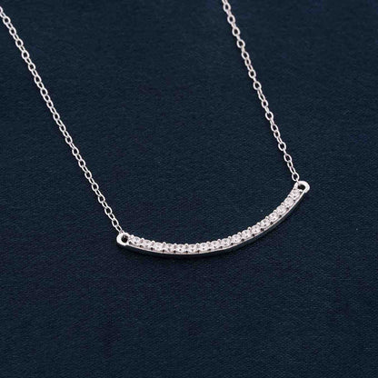 Silver Curved Bar Diamond Necklace