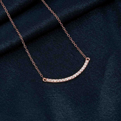 Rose Gold Cubic Zircon Dainty U Bar Necklace