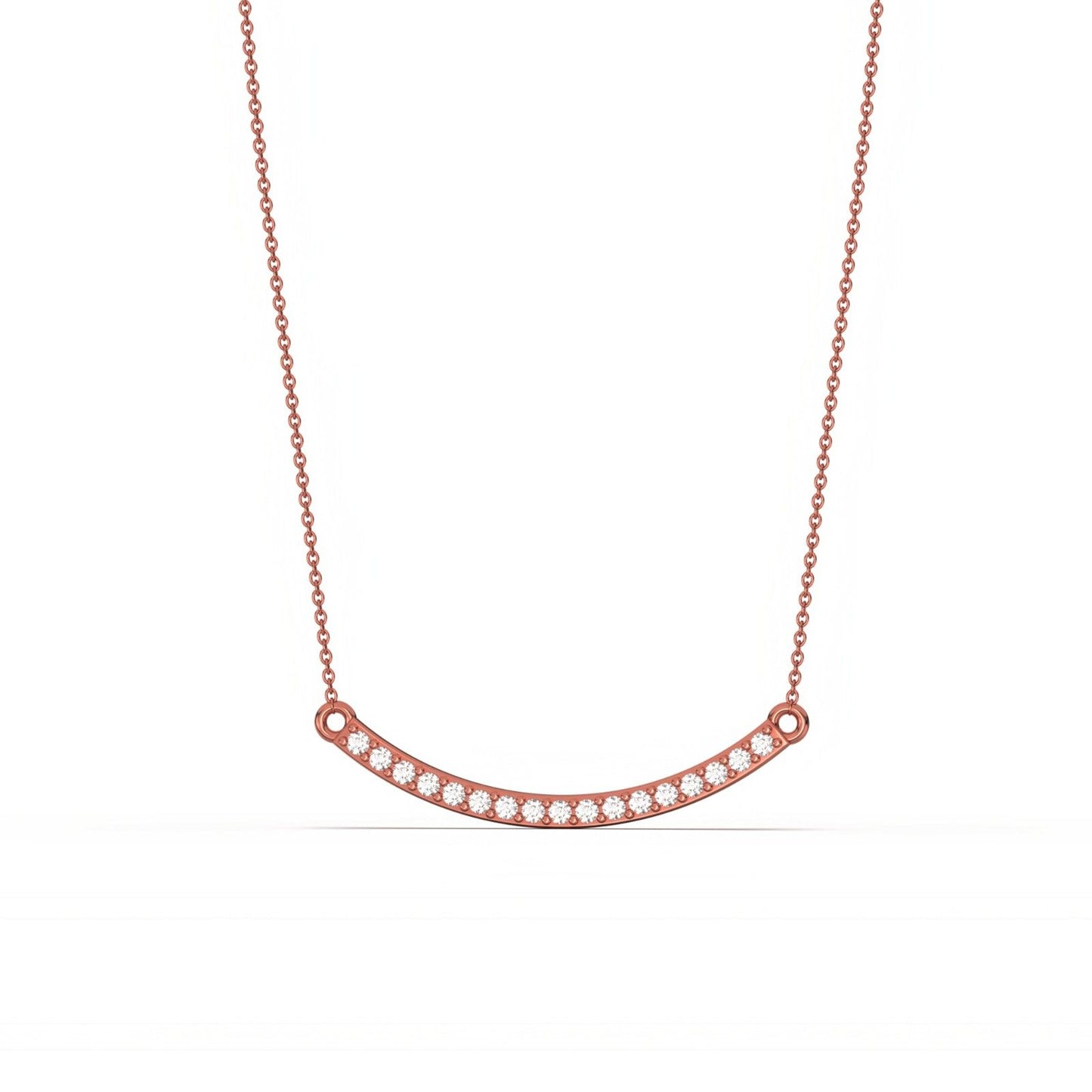 Rose Gold Cubic Zircon Dainty U Bar Necklace