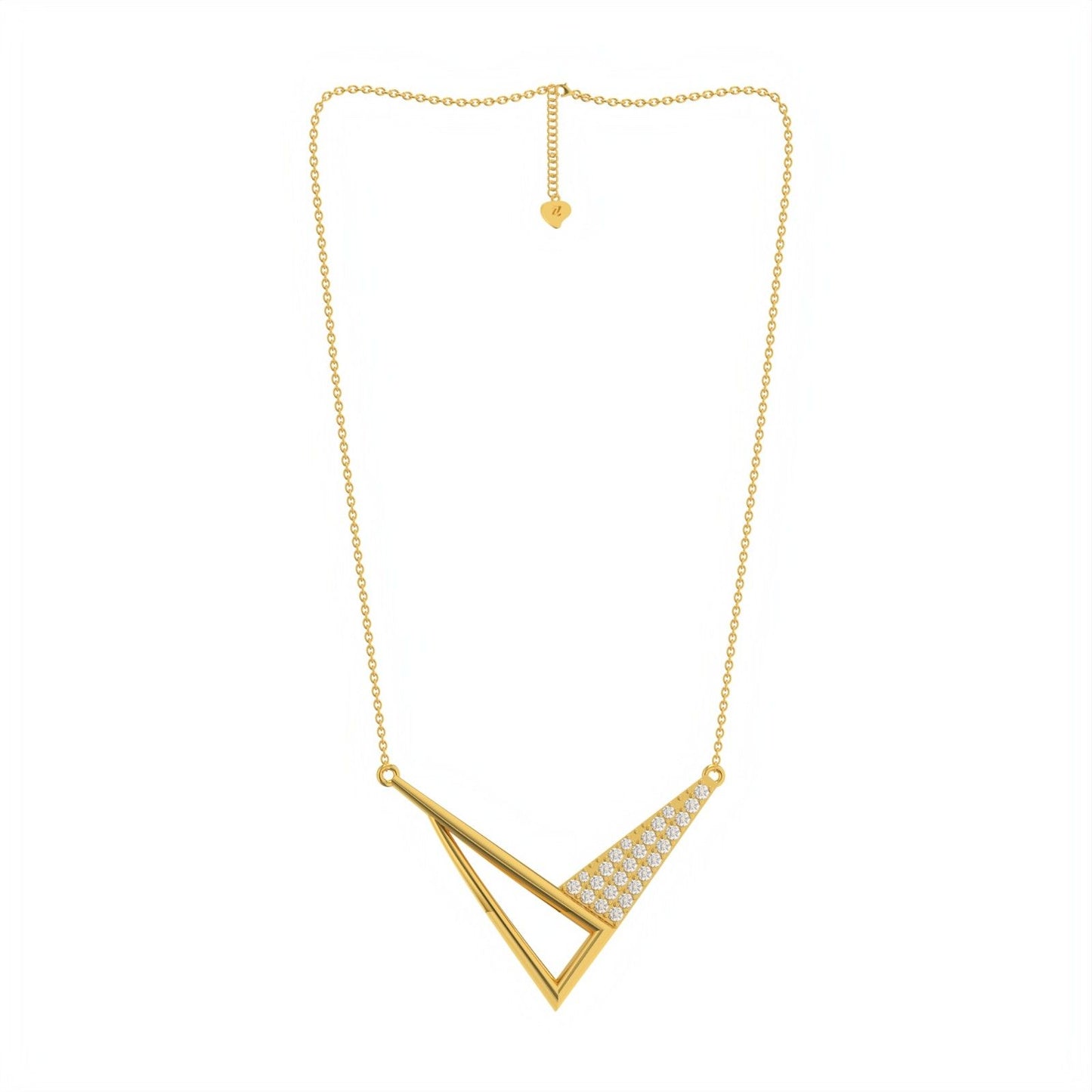 Golden Arrow Round Diamond Necklace