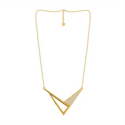 Golden Arrow Round Diamond Necklace