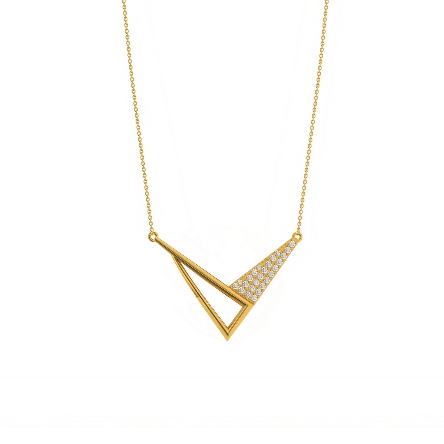 Golden Arrow Round Diamond Necklace