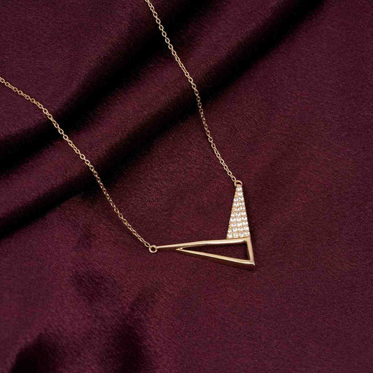 Golden Arrow Round Diamond Necklace