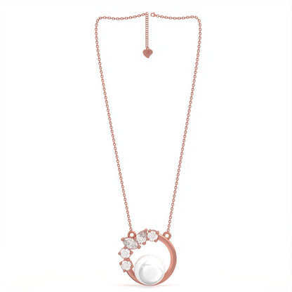 Rose Gold Pearl Circle Shape Necklace