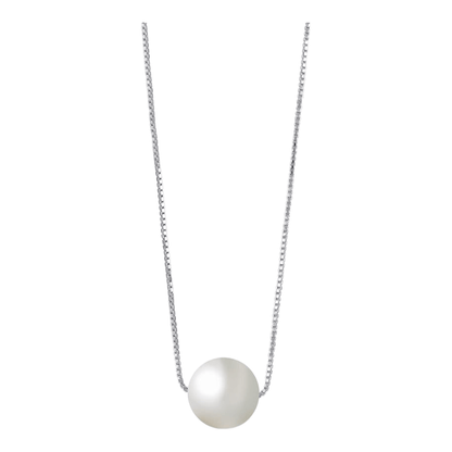 Silver White Pearl Moon Necklace