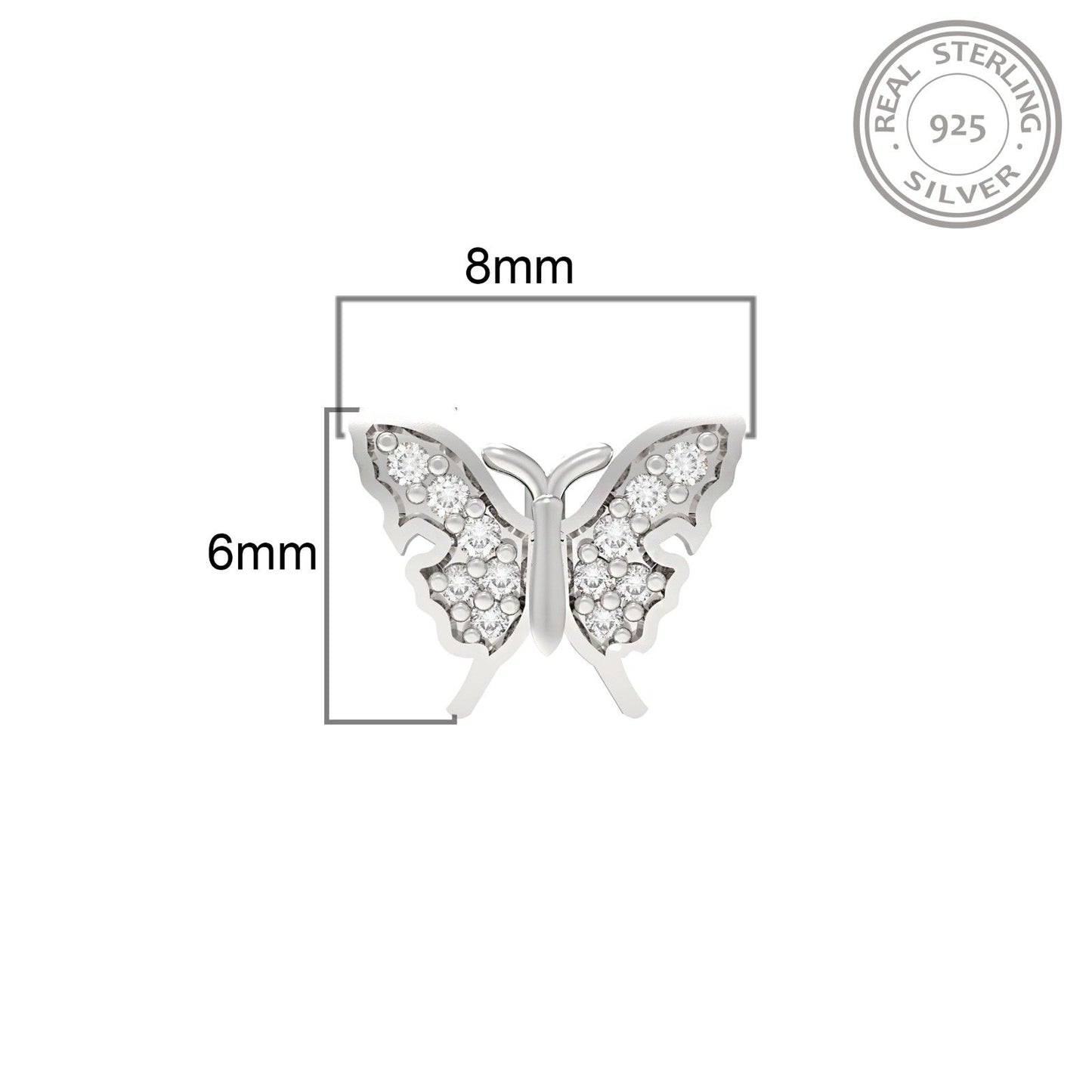 Silver Diamond Butterfly Tiny Nosepin