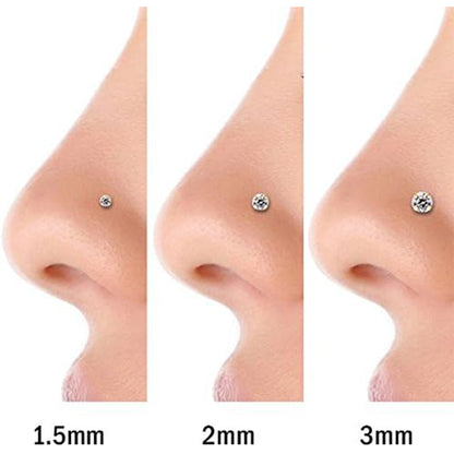 Silver Flush Bezel Nose Ring (pack of 2)