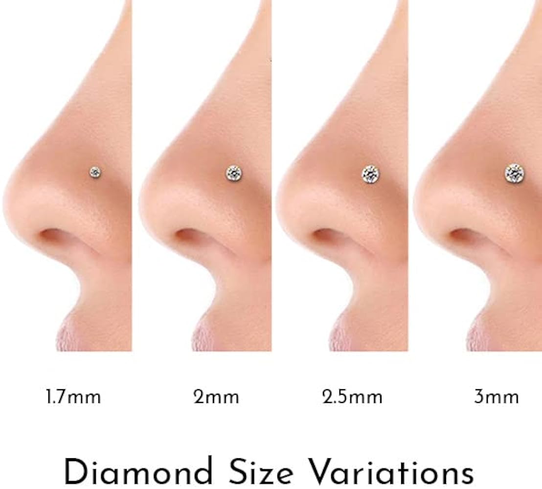 Silver Cubic Zircon Nose Ring For Girls (pack of 2)