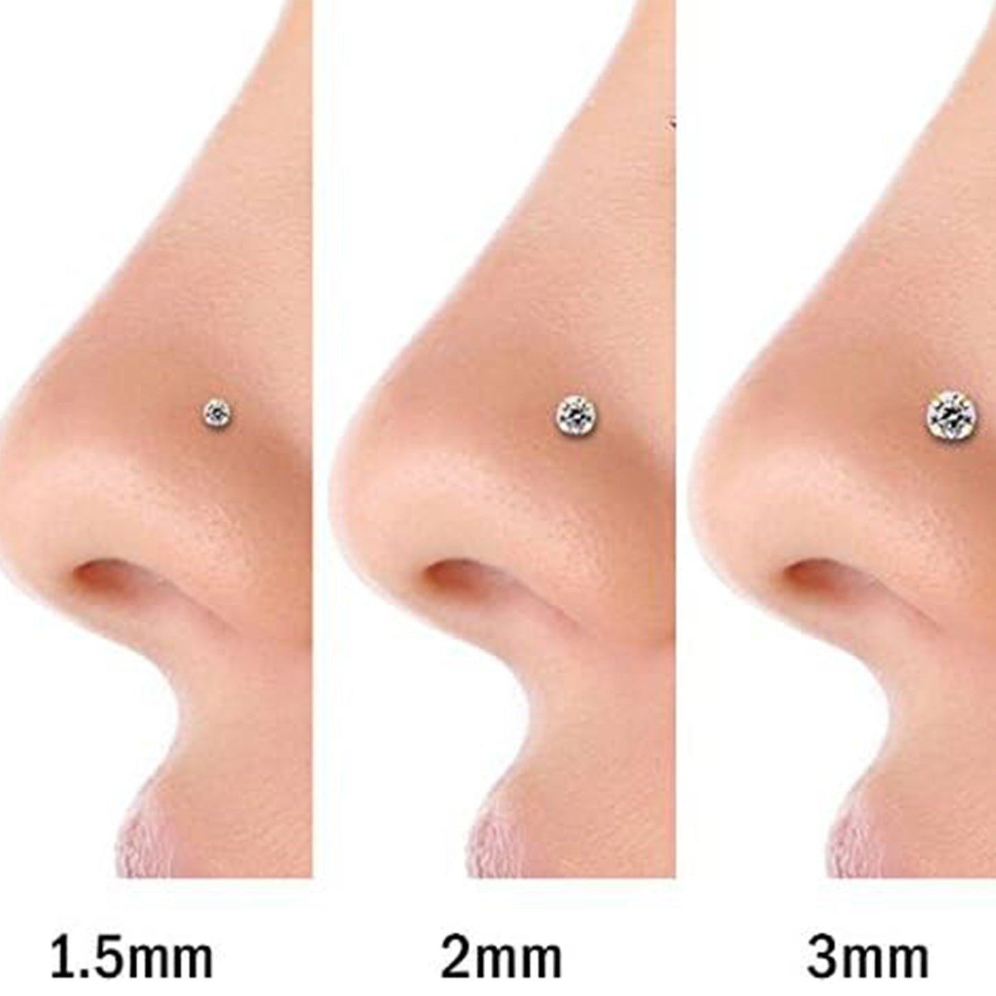 Rose Gold Elegant Flush Bezel Nose Ring (pack of 2)