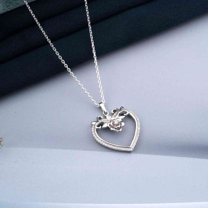 Silver Heart Flower Style Love Pendant